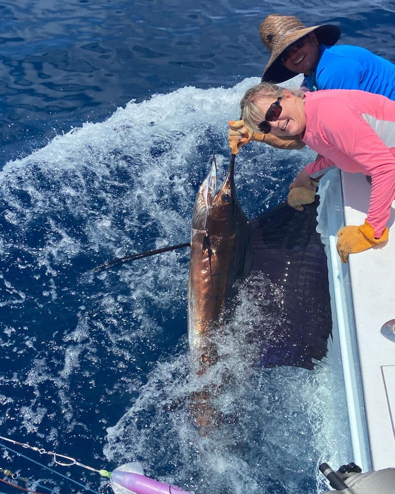 Sailfish tail-walking during an offshore trip